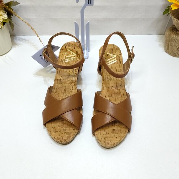 Aerosoles Strappy Cork High Espadrille Wedge Sandal Adjustable Block Heel Sz 11 - Picture 6 of 10